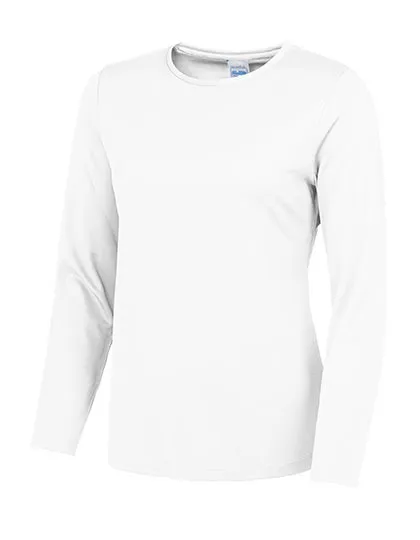 Dames Sportshirt Lange Mouw AWDis JC012 in Dames Sportshirt Lange Mouw AWDis JC012 - Arctic White