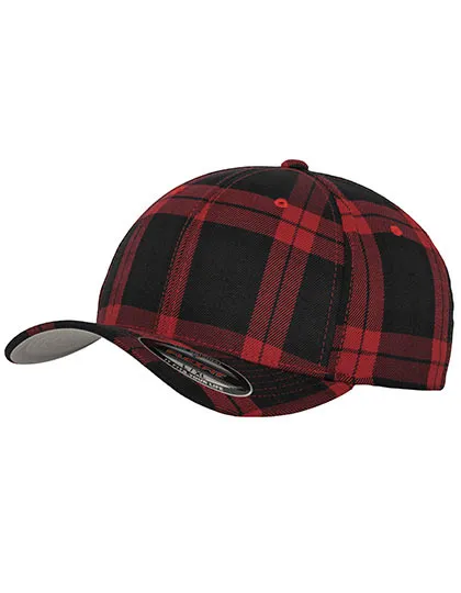 Flexfit Cap Tartan Plaid 6197 in Flexfit Cap Tartan Plaid 6197 zwart-rood