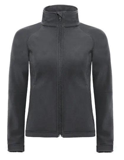 Dames Softshell Jas Hoodie B&C JW937 in Dames Softshell Jas Hoodie B&C JW937 dark grey