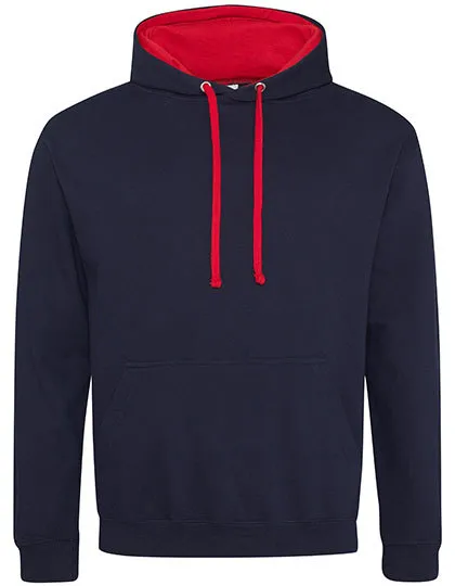 Heren Hoodie AWDis varsity JH003 in Heren Hoodie AWDis varsity JH003 - New French Navy-Fire Red