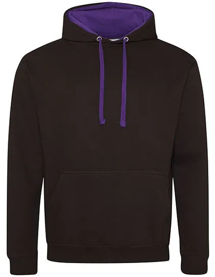 Heren Hoodie AWDis varsity JH003 in Heren Hoodie AWDis varsity JH003 - Jet Black-Purple
