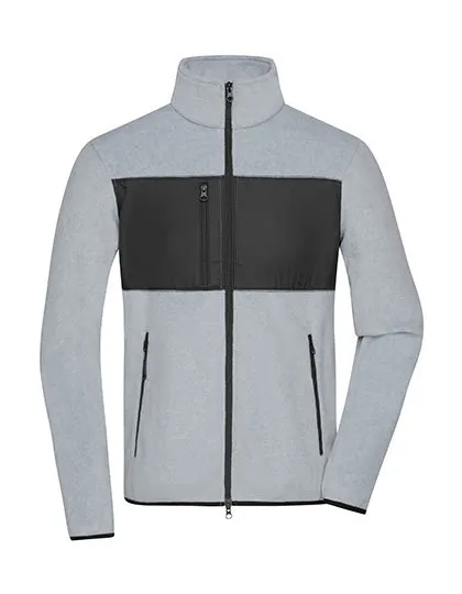 Heren Fleecevest James & Nicholson JN1312 in Heren Fleecevest James & Nicholson JN1312 light melange-zwart