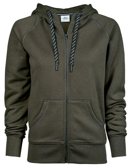 Dames Fashion Full Zip Hood Tee Jays 5436 in Dames Fashion Full Zip Hood Tee Jays 5436 - Deep Green