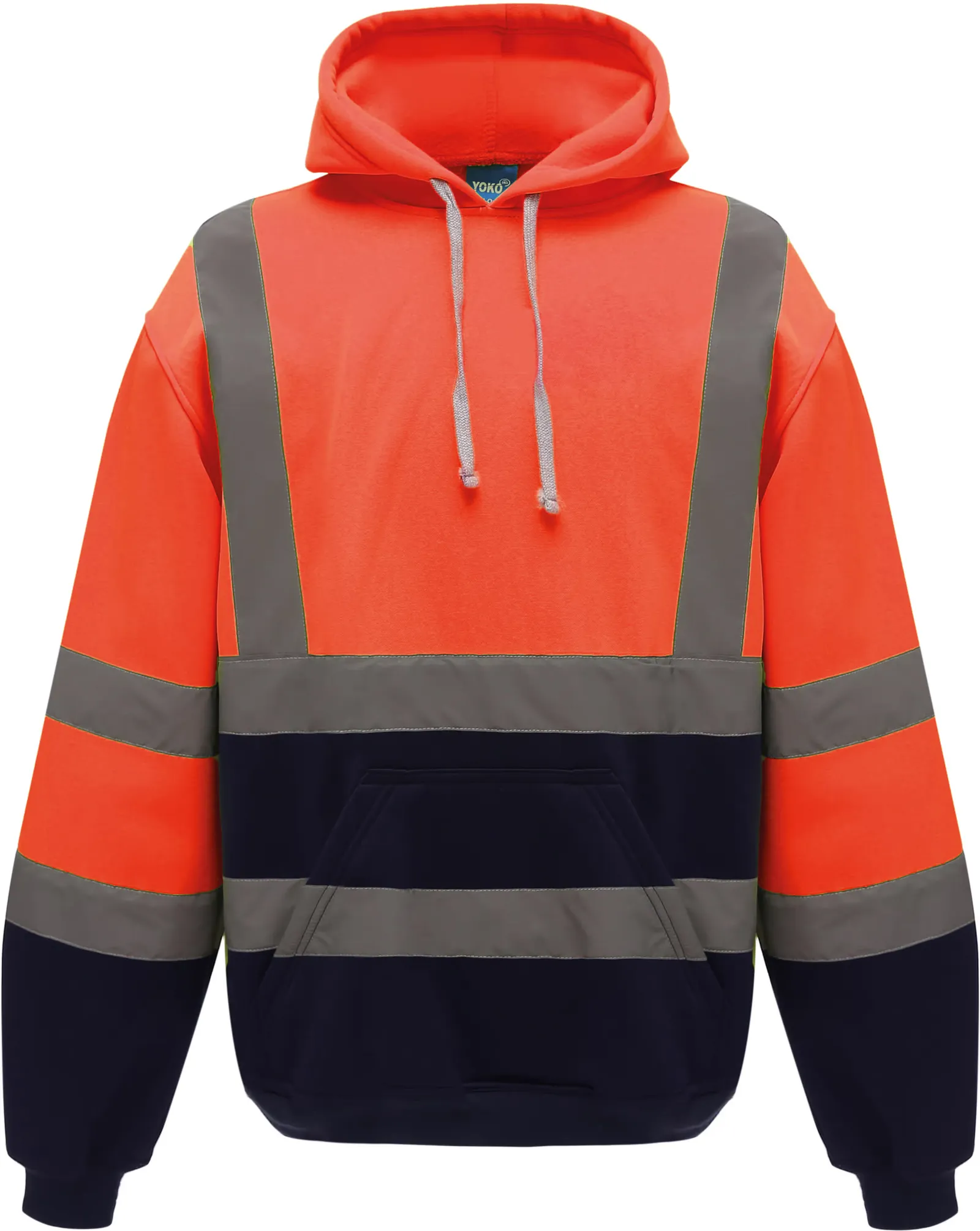 Hooded Sweater met Capuchon High Visibilty HVK05 in Hooded Sweater met Capuchon High Visibilty HVK05 Hi Vis Orange-Navy