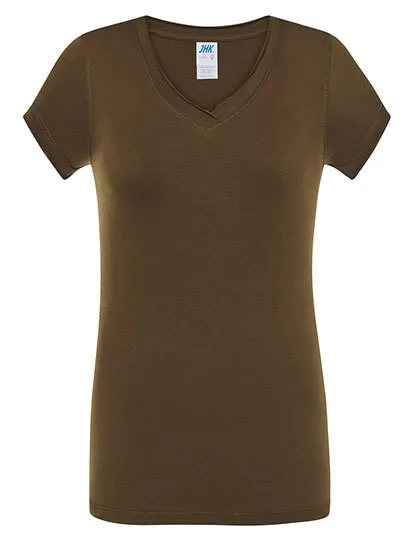 Dames T-shirt V hals JHK Sicilia TSULSCL in Dames T-shirt V hals JHK Sicilia TSULSCL - Khaki