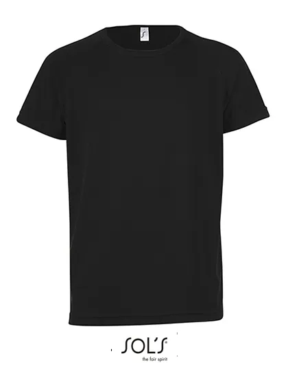 Kinder Sportshirt Raglan Sols 01166 in Kinder Sportshirt Raglan Sols 01166 - Black