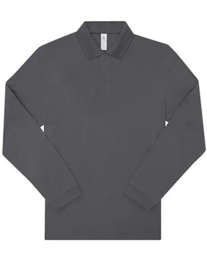 Heren polo B&C My Polo 210 Long Sleeve PU427 in Heren polo B&C My Polo 210 Long Sleeve PU427 Dark Grey