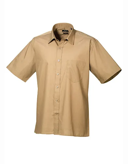 Overhemd korte mouw Popeline premier PR202 in overhemd korte mouw Popeline premier PR202 Khaki
