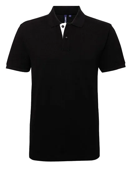 Heren Polo Asquith & Fox Classic Fit Contrast in Zwart-Wit
