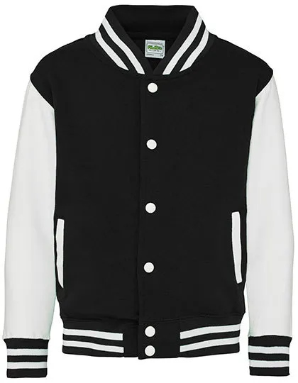 Kinder Baseball Jacket Varsity AWDis JH043J in Sweatjacket Baseball AWDis JH43J jet black-white