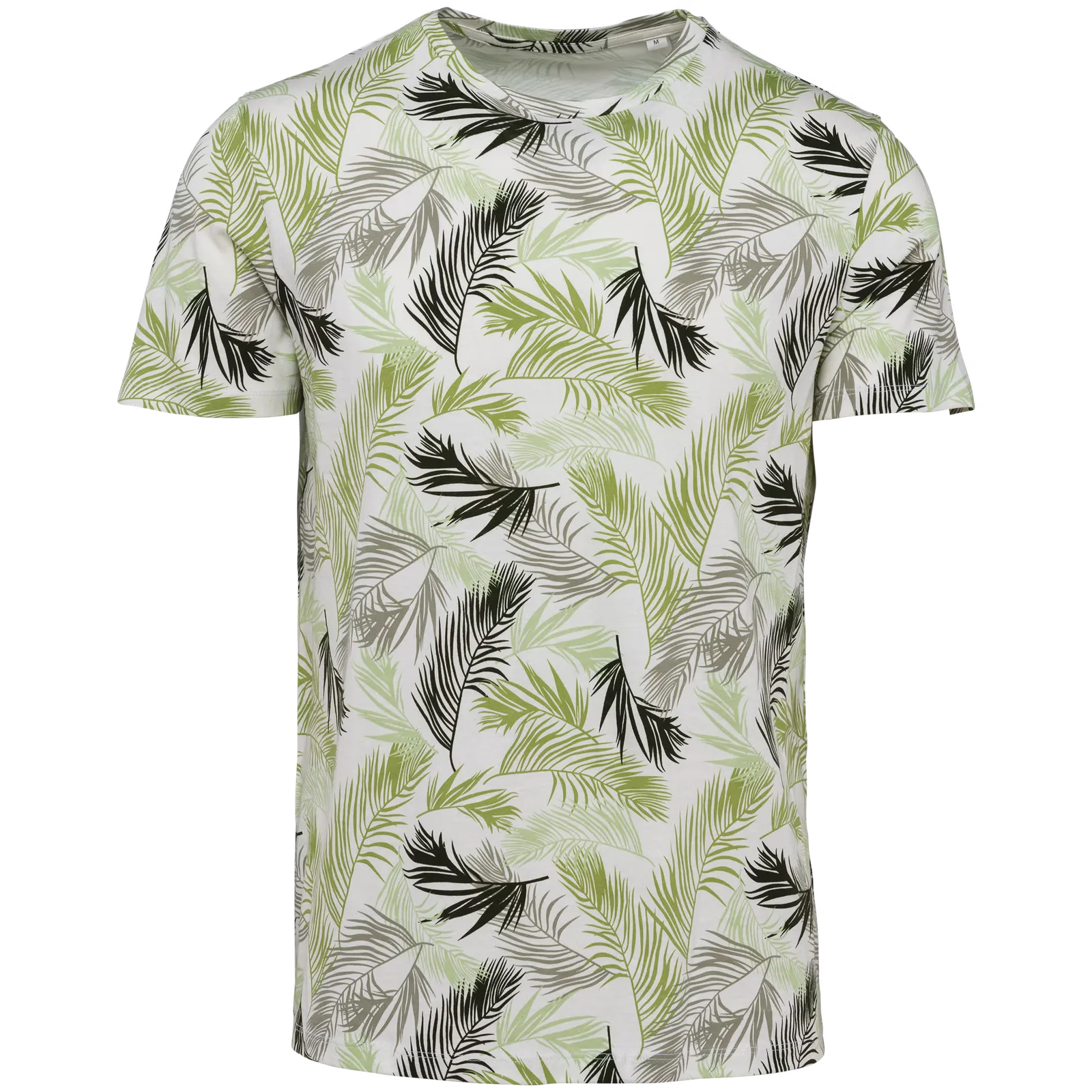 Heren T-shirt tropische print Native Spirit NS350 in Ivory Palm Leaves