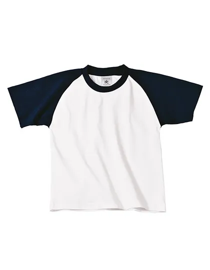 Kinder T-shirts B&C Baseball TK350 in Kinder T-shirts B&C Baseball TK350 -	White/Navy