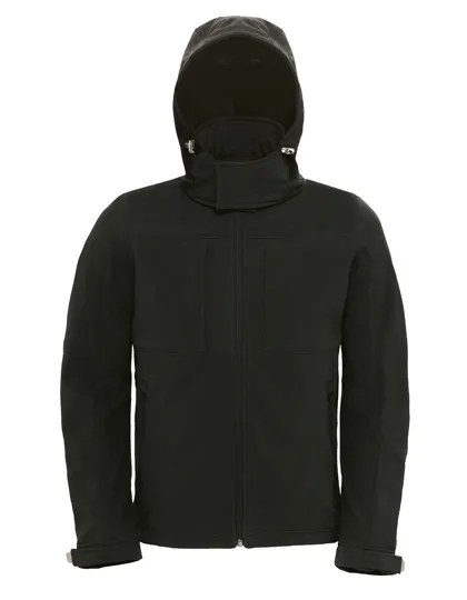 Heren Softshell Jas B&C Hoodie JM950 in zwart