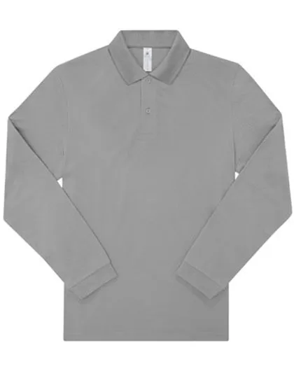 Heren polo B&C My Polo 210 Long Sleeve PU427 in Heren polo B&C My Polo 210 Long Sleeve PU427 Sport Grey