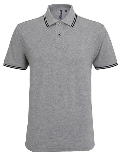 Heren Polo Asquith & Fox Classic Fit Tipped AQ011 in Heren Polo Asquith & Fox Classic Fit Tipped heather Grey-Zwart