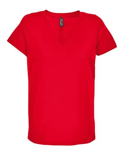 Dames T-Shirt Sols V-Neck Regent 04766 in Dames T-Shirt Sols V-Neck Regent 04766 - Red