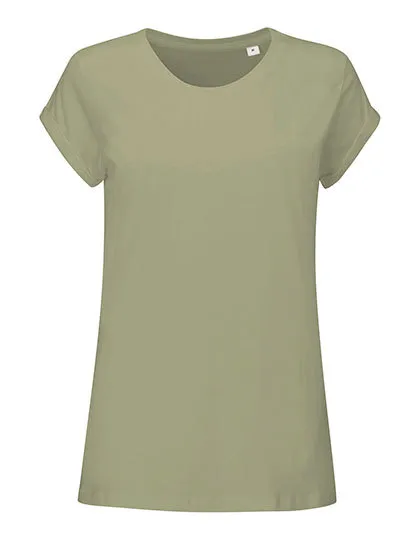 Dames T-shirt Biologisch Roll Sleeve Mantis M81 in Dames T-shirt Biologisch Roll Sleeve Mantis M81 - Soft Olive