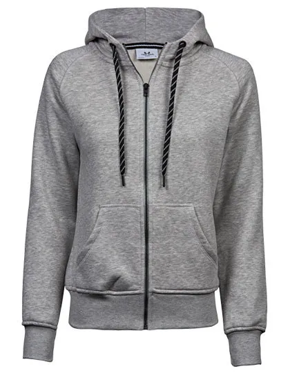 Dames Fashion Full Zip Hood Tee Jays 5436 in Dames Fashion Full Zip Hood Tee Jays 5436 - Heather Grey