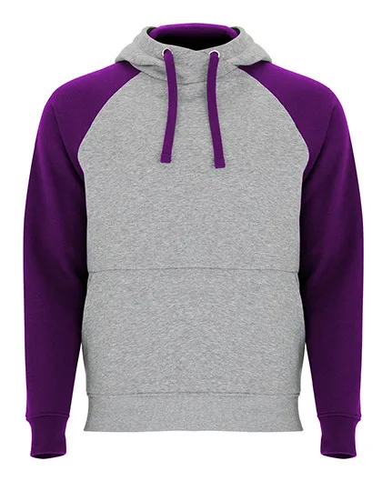 Baseball Hooded Sweater Roly Badet SU1058  in Baseball Hooded Sweater Roly Badet SU1058 Heather Grey-Purple