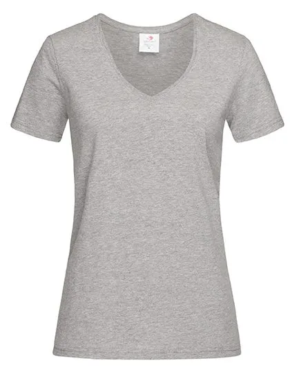 Dames T-shirt V Hals Stedman Classic-T ST2700 in Dames T-shirt V Hals Stedman Classic-T ST2700 - Grey Heather