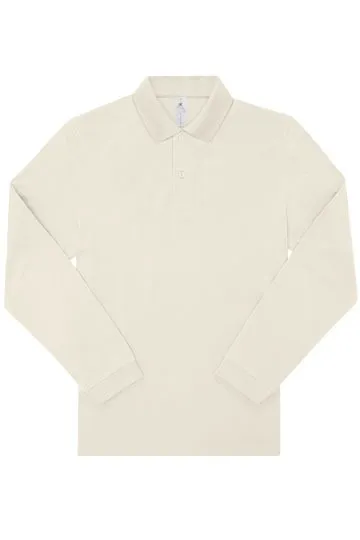 Heren Polo B&C My Polo 180 Long Sleeve in Heren Polo B&C My Polo 180 Long Sleeve Off White