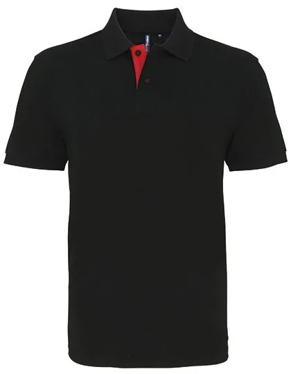 Heren Polo Asquith & Fox Classic Fit Contrast in Zwart-Rood