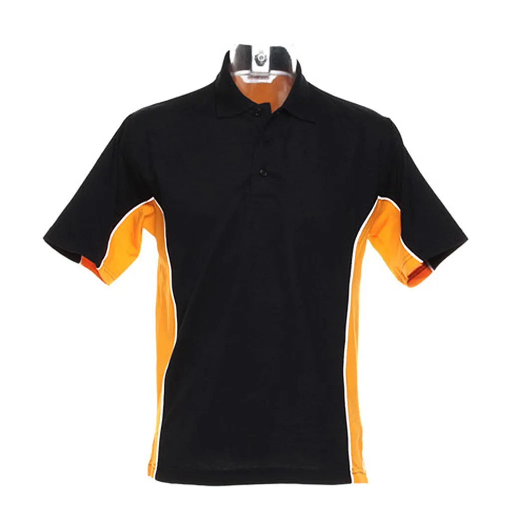 Heren Poloshirt Track Kustom Kit KK475 in Heren Poloshirt Track Kustom Kit KK475 zwart-oranje-wit