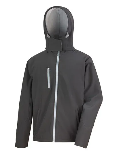 Heren Softshell Jas hoodie Result R230M in Heren Softshell Jas hoodie Result R230M black-grey