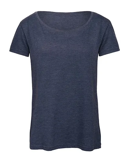Dames T-shirt Triblend B&C TW056 in Dames T-shirt Triblend B&C TW056 - Heather Navy
