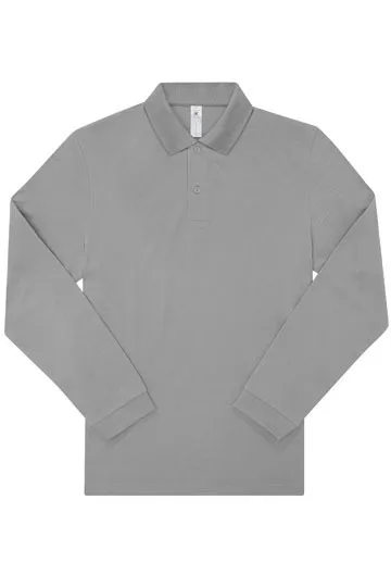 Heren Polo B&C My Polo 180 Long Sleeve in Heren Polo B&C My Polo 180 Long Sleeve Sport Grey