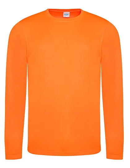 Heren Sportshirt Lange Mouw AWDis JC002 in Heren Sportshirt Lange Mouw AWDis JC002 electric oranje