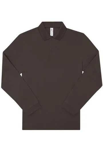 Heren Polo B&C My Polo 180 Long Sleeve in Heren Polo B&C My Polo 180 Long Sleeve Roasted Coffee