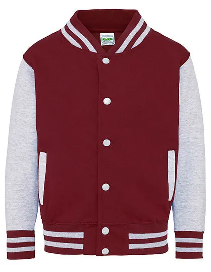Kinder Baseball Jacket Varsity AWDis JH043J in Sweatjacket Baseball AWDis JH43J burgundy-heather grey