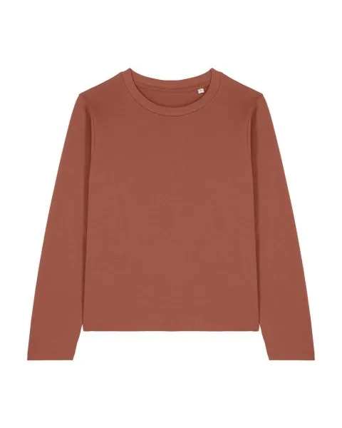 Dames T-shirt Stanley Stella Muser Long Sleeve in Heritage Brown