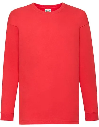Kinder T-shirts LS Fruit of the Loom value weight 61-007-0 in Kinder T-shirts LS Fruit of the Loom value weight 61-007-0 - Red