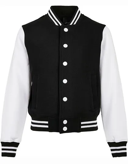 Kinder Baseball Jacket Build Your Brand BY187 - Kinder Baseball Jacket Build Your Brand BY187 Zwart-Wit