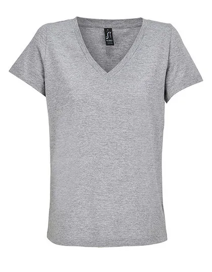 Dames T-Shirt Sols V-Neck Regent 04766 in Dames T-Shirt Sols V-Neck Regent 04766 - Grey Melange