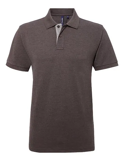 Heren Polo Asquith & Fox Classic Fit Contrast in Charcoal-Heather Grey