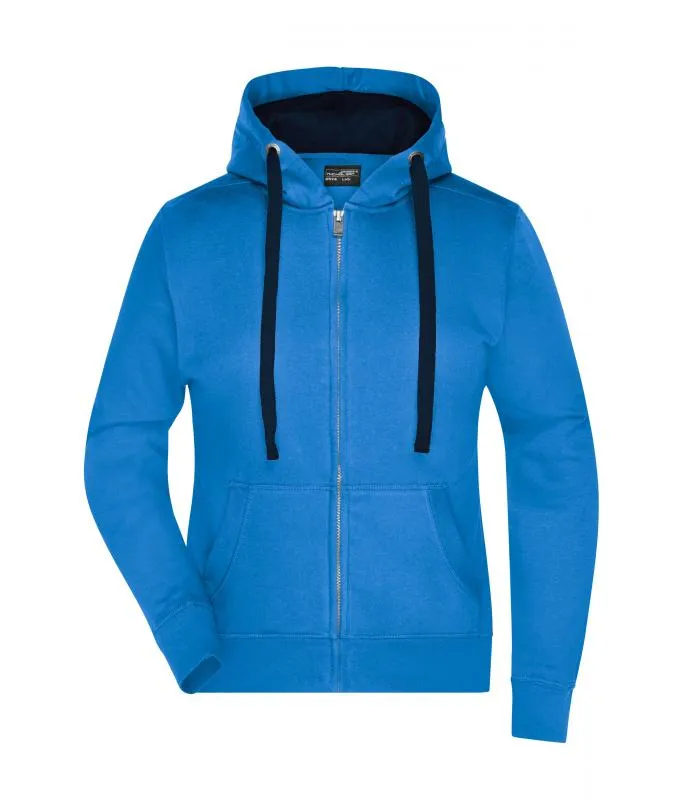Dames Hooded Jacket James & Nicholson JN594 in Dames Hooded Jacket James & Nicholson JN594 - Cobalt-Navy