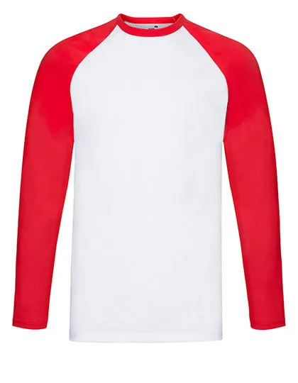 Baseball T-shirts lange mouw Fruit of the Loom 61-028-0 in Baseball T-shirts lange mouw Fruit of the Loom 61-028-0 - White/Red