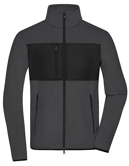 Heren Fleecevest James & Nicholson JN1312 in Heren Fleecevest James & Nicholson JN1312 dark melange-zwart