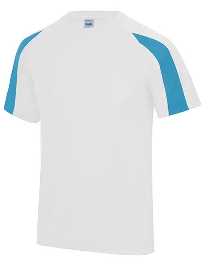 Kinder Sportshirt Contrast AWDis JC003J in Kinder Sportshirt Contrast AWDis JC003J - Arctic White/Sapphire Blue