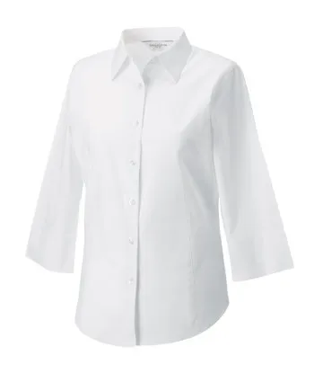 Dames blouse Russell R-946F-0 3/4 mouw in Dames blouse 3-4 mouw Russell 946F wit