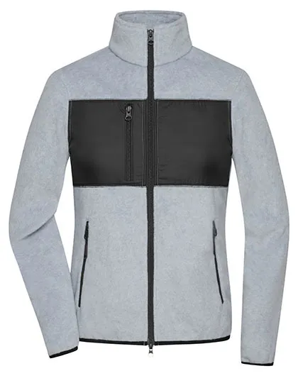 Dames Fleecevest James & Nicholson JN1311 in Dames Fleecevest James & Nicholson JN1311 light melange-zwart