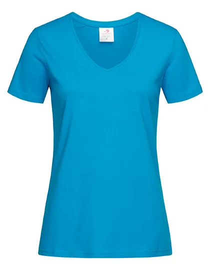 Dames T-shirt V Hals Stedman Classic-T ST2700 in Dames T-shirt V Hals Stedman Classic-T ST2700 - Ocean Blue