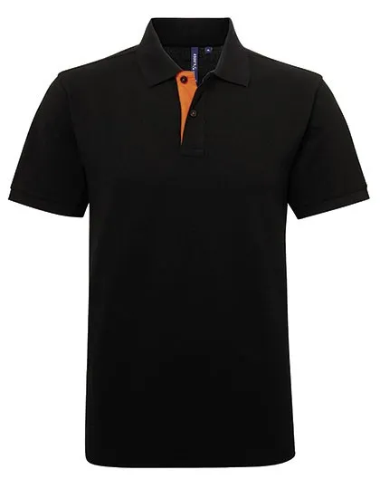 Heren Polo Asquith & Fox Classic Fit Contrast in Zwart-Oranje
