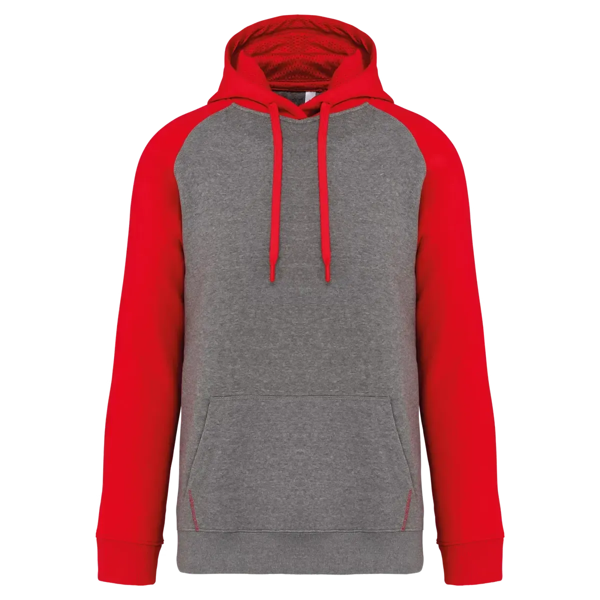 Baseball Hooded Sweater PROACT PA369 in Baseball Hooded Sweater PROACT PA369 Grey Heather-Sporty Red