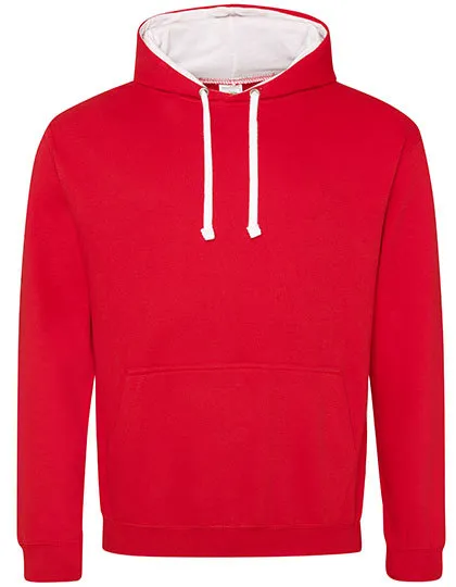 Heren Hoodie AWDis varsity JH003 in Heren Hoodie AWDis varsity JH003 - Fire Red-Arctic White