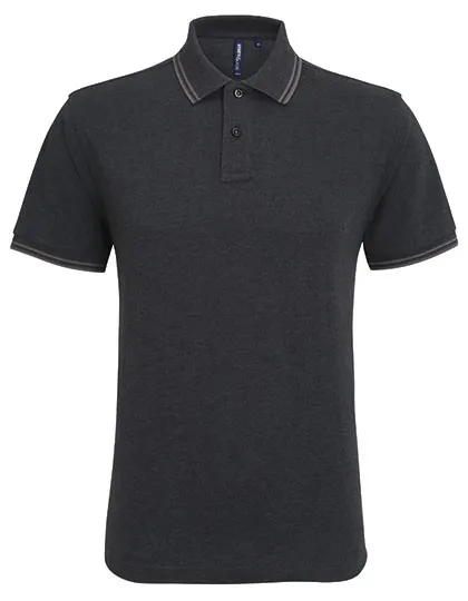 Heren Polo Asquith & Fox Classic Fit Tipped AQ011 in Heren Polo Asquith & Fox Classic Fit Tipped Heather Zwart-Charcoal