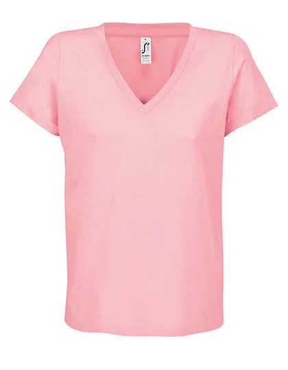 Dames T-Shirt Sols V-Neck Regent 04766 in Dames T-Shirt Sols V-Neck Regent 04766 - Candy Pink
